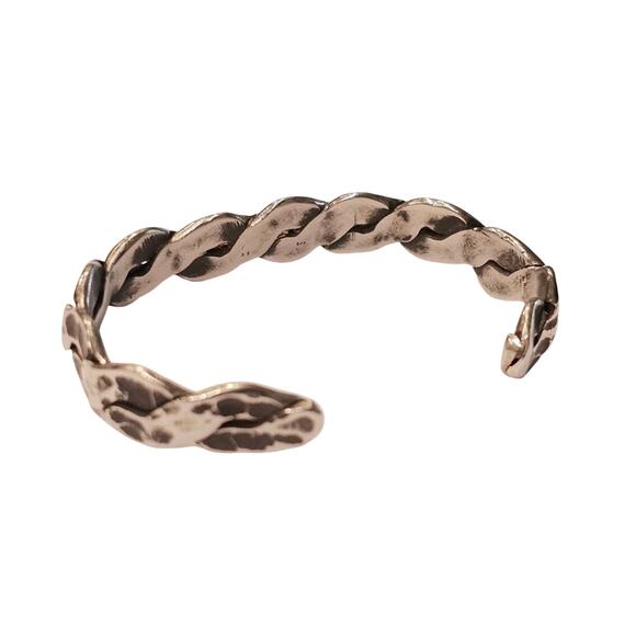 Vintage Sterling Silver Mixed-Finish Cuff Bracelet - Picture 4 of 4